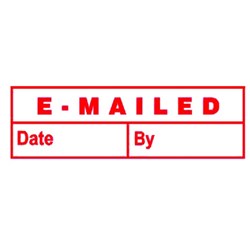 DESKMATE PRE INK STAMP RED E10 EMAILED DATE & BY