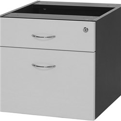 LOGAN FIXED PEDESTAL 1 Drawer 1 File White & Ironstone