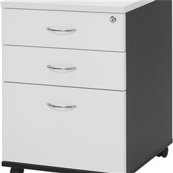 LOGAN MOBILE PEDESTAL 2 Drawer 1 File White & Ironstone