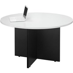 LOGAN MEETING TABLE 900mm Diameter White & Ironstone