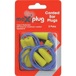 MAXISAFE DISPOSABLE EARPLUGS Corded Class 5 27dB