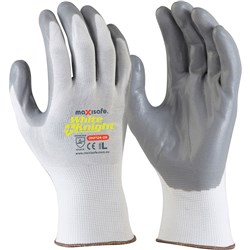 MAXISAFE SYNTHETIC COAT GLOVES White Knight FoamNitrile Extra Small Minimum buy quantity 12