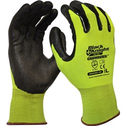 BLACK KNIGHT GRIPMASTER GLOVE Hi-Vis Yellow Nylon Large Minimum buy quantity 12