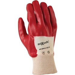 MAXISAFE PVC GLOVE Red, Knitted Wrist 26CM Minimum buy quantity 12