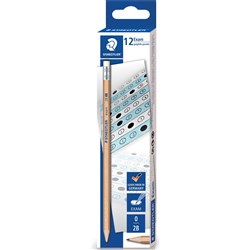 STAEDTLER NATURAL EXAM PENCIL 2B WITH ERASER TIP PK12