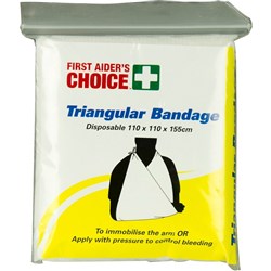 TRAFALGAR TRIANGULAR BANDAGE DISPOSABLE 110CMx155CM WHITE