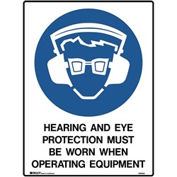 BRADY MANDATORY SIGN Hearing and Eye 450x600mm Metal