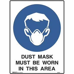 BRADY MANDATORY SIGN Dust Mask 450x600mm Metal