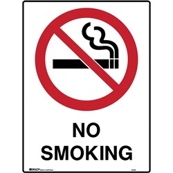 BRADY PROHIBITION SIGN No Smoking 450x600mm Polypropylene