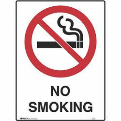 BRADY PROHIBITION SIGN No Smoking 450x600mm Metal