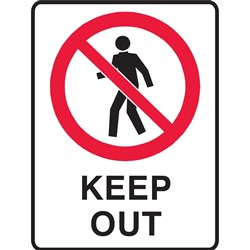 BRADY PROHIBITION SIGN Keep Out 450x600mm Metal