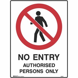 BRADY PROHIBITION SIGN No Entry 450x600mm Metal