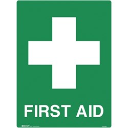 BRADY EMERGENCY SIGN First Aid 600x450mm Polypropylene