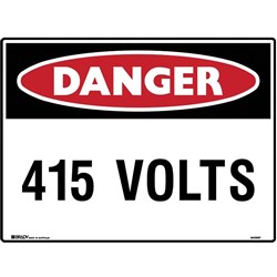 BRADY DANGER SIGN 415 Volts 600x450mm Polypropylene