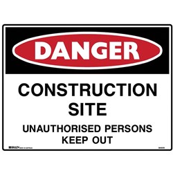 BRADY DANGER SIGN Construction Site Polypropylene