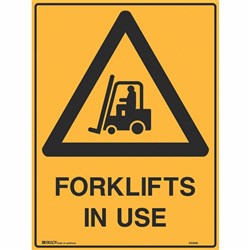 BRADY WARNING SIGN Forklifts In Use 600x450 Metal