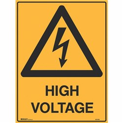 BRADY WARNING SIGN High Voltage 600x450 Metal