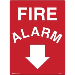 BRADY FIRE SIGN Fire Alarm with Arrow Down Polypropylene