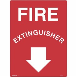 BRADY FIRE SIGN Fire Extinguisher with Arrow Metal