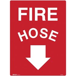 BRADY FIRE SIGN Fire Hose with Arrow Down Polypropylene