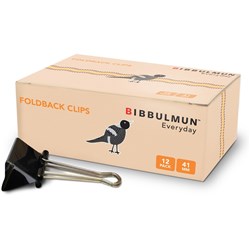 BIBBULMUN FOLDBACK CLIPS 41mm Pack of 12