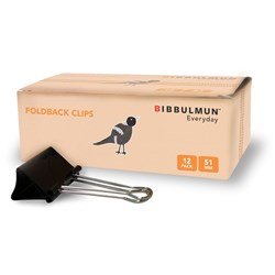 BIBBULMUN FOLDBACK CLIPS 51mm Pack of 12