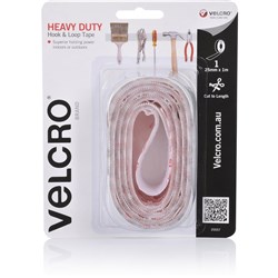 VELCRO BRAND HOOK & LOOP TAPE HEAVY DUTY 25MM X 1M WHITE