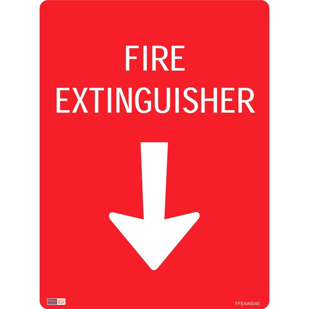 Safety - Zions Fire Sign Fire Extinguisher with Down Arrow 450x600mm ...