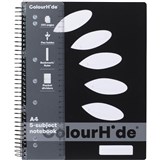 COLOURHIDE NOTEBOOK A4 5 SUBJECT 250 PAGE PP COVER BLACK