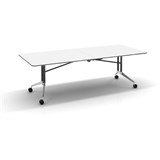 RAPID EDGE BOARDROOM TABLE FOLDING 2400W X 1000D WITH CASTORS WHITE TOP