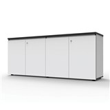 Infinity Swing 4 Door Storage Cupboard 730Hx1800Wx450mmD Natural White with Black Edge