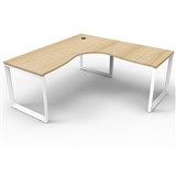 DELUXE LOOP CORNER DESK 1500X1500X750 OAK TOP WHITE FRAME