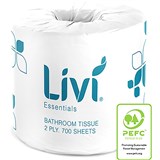 LIVI ESSENTIALS TOILET PAPER ROLLS 2 PLY 700 SHEETS BOX OF 48