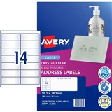 AVERY CRYSTAL CLEAR LASER ADDRESS LABEL 14UP 991X381MM 10 SHEETS