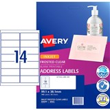 AVERY FROSTED CLEAR INKJET LABEL 14UP 991X381MM 10 SHEETS