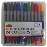 JASART BRUSH FINELINERS DUAL NIB ASSORTED SET OF 24