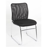 STUDIO MESH BACK VISITOR CHAIR WITH CHROME SLED BASE BLACK FABRIC SEAT MESH BACK