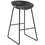 ARIES BAR STOOL WITH BLACK METAL FRAME AND POLYPROPYLENE BLACK SHELL SEAT
