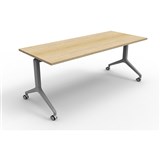 RAPIDLINE FLIP TOP TABLE 1500W X 750D X 730MM H OAK TOP SILVER FRAME
