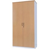 LOGAN STATIONERY CUPBOARD 900WX450DX1800MMH WHITE AND OAK