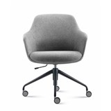RAPIDLINE ASPEN TUB LOUNGE CHAIR 4 STAR BASE BLACK STEEL FRAME LIGHT GREY SEAT