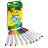 CRAYOLA THINLINE MARKERS SUPER TIPS WASHABLE 10 ASSORTED