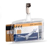 DURABLE SECURITY PASS HOLDER ACRYLIC DUO WITH ROTATING CLIP BOX OF 25
