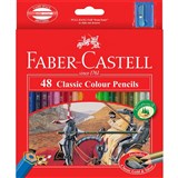 FABERCASTELL CLASSIC COLOUR PENCILS AND SHARPENER ASSORTED PACK OF 48