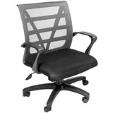 VIENNA MESH MEDIUM BACK OFFICE CHAIR WITH ARMS BLACK FABRIC SEAT SILVER MESH BACK