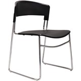 ZOLA STACKABLE MEETING CHAIR CHROME SLED BASE BLACK POLYPROPYLENE SEAT AND BACK