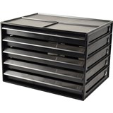 ITALPLAST A4 DOCUMENT CABNET RECYCLED 5 DRAWER BLACK CLEAR