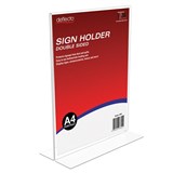 DEFLECTO A4 PORTRAIT STAND UP MENU  SIGN HOLDER 47801 DOUBLE SIDED