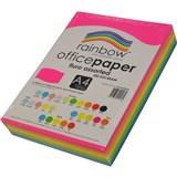 RAINBOW 80GSM OFFICE PAPER A4 5x Fluro Assorted Colours Ream of 500