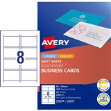 AVERY QUICK  CLEAN BUSINESS CARDS C3201525 8 PSHT INKJET MATTE PK200
